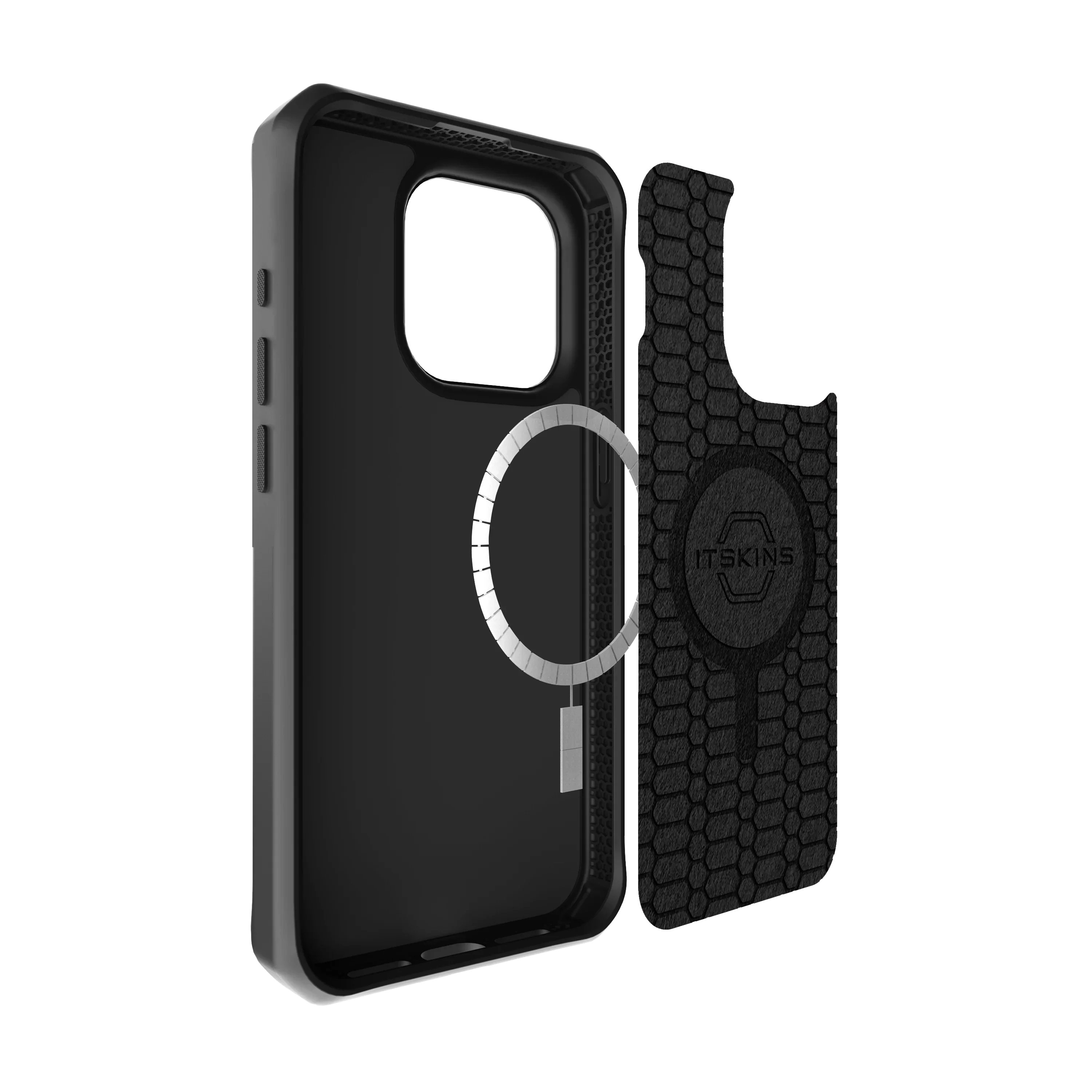Itskins Ballistic Carbon iPhone 15 Pro Max Magsafe Case - Black - Tashqila Itskins Ballistic Carbon iPhone 15 Pro Max Magsafe Case - Black - Tashqila